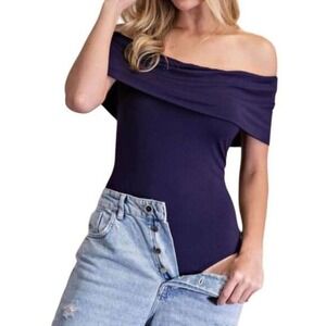 Navy Blue Off Shoulder Bodysuit | ee:some‎ | Large | NWT SKU9